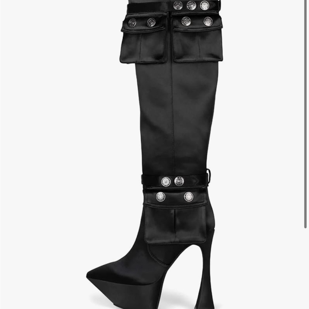 Jeffrey Campbell Secretz Black Denim Boots NWT